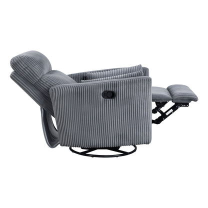Fauteuil pivotant et inclinable manuel en velours côtelé Braidy