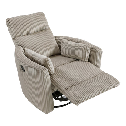 Fauteuil pivotant et inclinable manuel en velours côtelé Braidy