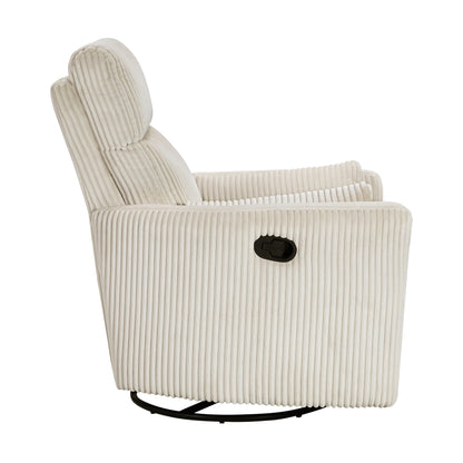 Fauteuil pivotant et inclinable manuel en velours côtelé Braidy