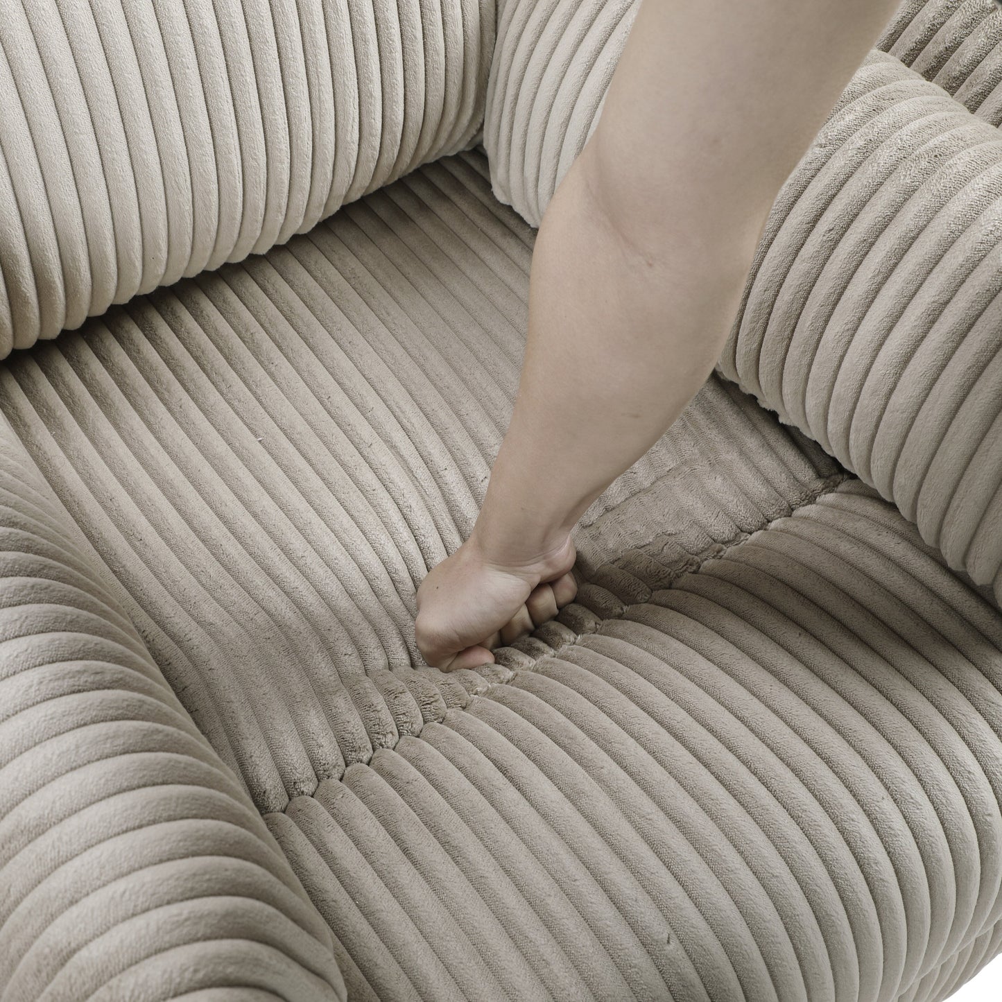Fauteuil pivotant et inclinable manuel en velours côtelé Braidy