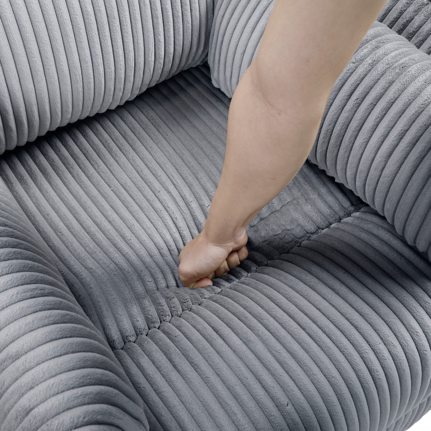 Fauteuil pivotant et inclinable manuel en velours côtelé Braidy