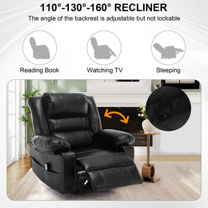 Fauteuil inclinable manuel marron avec massage à 8 points, fonction chauffante et structure robuste pour un confort optimal dans le salon.