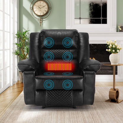 Fauteuil inclinable manuel marron avec massage à 8 points, fonction chauffante et structure robuste pour un confort optimal dans le salon.
