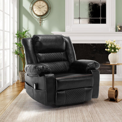 Fauteuil inclinable manuel marron avec massage à 8 points, fonction chauffante et structure robuste pour un confort optimal dans le salon.