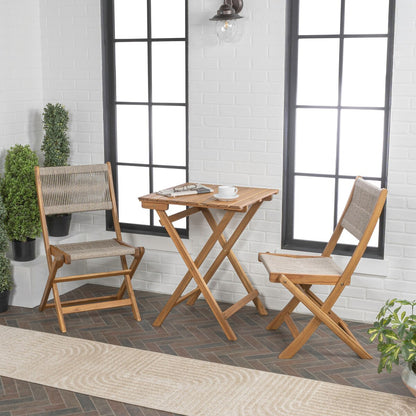 Cadiz Ensemble de bistro pliable pour extérieur en bois d'acacia, style côtier moderne, 3 pièces, par JONATHAN Y