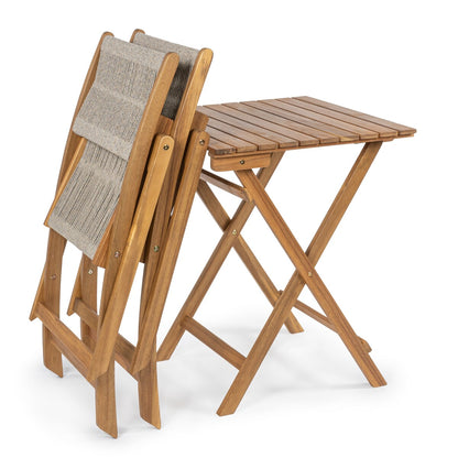 Cadiz Ensemble de bistro pliable pour extérieur en bois d'acacia, style côtier moderne, 3 pièces, par JONATHAN Y