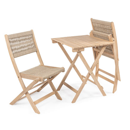 Cadiz Ensemble de bistro pliable pour extérieur en bois d'acacia, style côtier moderne, 3 pièces, par JONATHAN Y