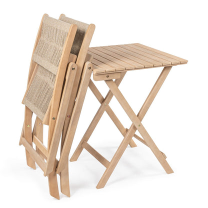 Cadiz Ensemble de bistro pliable pour extérieur en bois d'acacia, style côtier moderne, 3 pièces, par JONATHAN Y