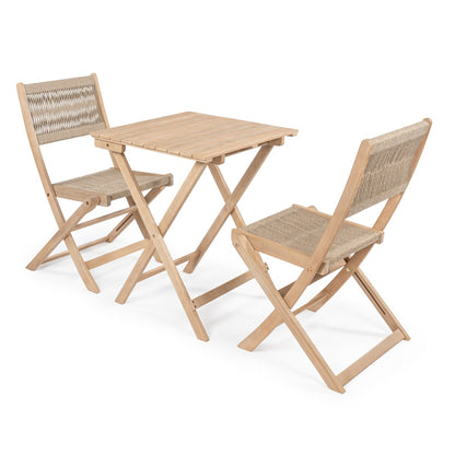 Cadiz Ensemble de bistro pliable pour extérieur en bois d'acacia, style côtier moderne, 3 pièces, par JONATHAN Y