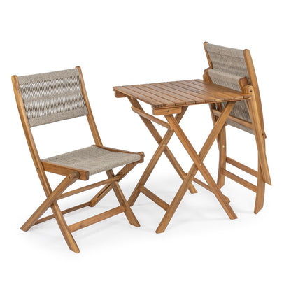 Cadiz Ensemble de bistro pliable pour extérieur en bois d'acacia, style côtier moderne, 3 pièces, par JONATHAN Y