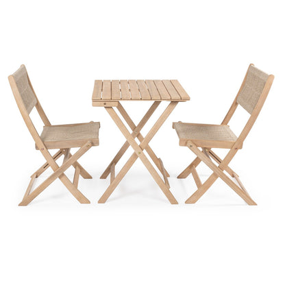 Cadiz Ensemble de bistro pliable pour extérieur en bois d'acacia, style côtier moderne, 3 pièces, par JONATHAN Y