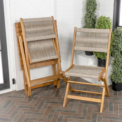 Cadiz Ensemble de bistro pliable pour extérieur en bois d'acacia, style côtier moderne, 3 pièces, par JONATHAN Y