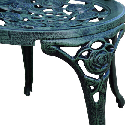 Ensemble de bistro 3 pièces Camellia en aluminium coulé, vert Verdi, avec table et 2 chaises