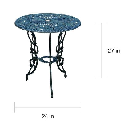 Ensemble de bistro 3 pièces Camellia en aluminium coulé, vert Verdi, avec table et 2 chaises