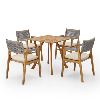 Ensemble de repas Captef pour extérieur, 5 pièces en bois d'acacia, par Christopher Knight Home