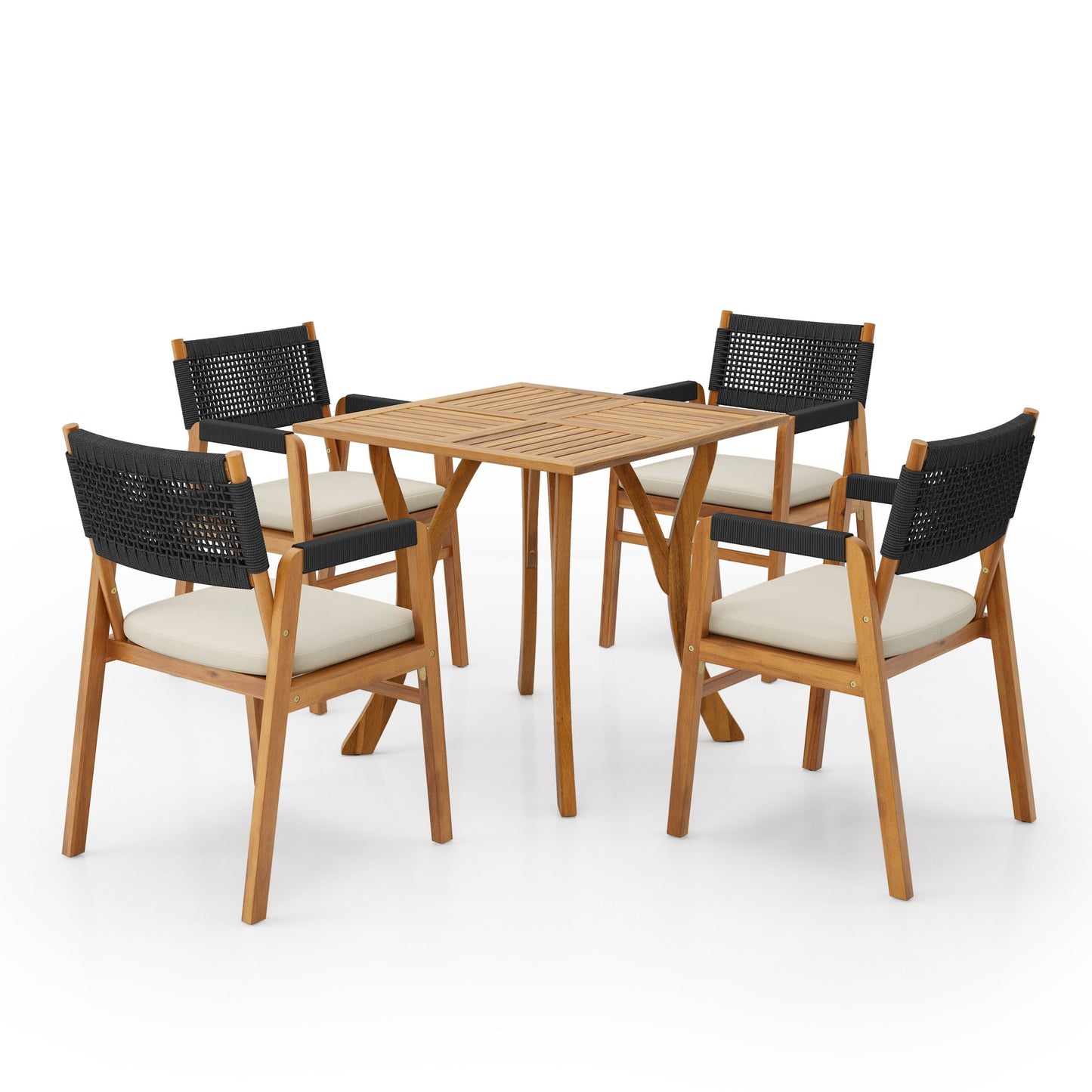 Ensemble de repas Captef pour extérieur, 5 pièces en bois d'acacia, par Christopher Knight Home