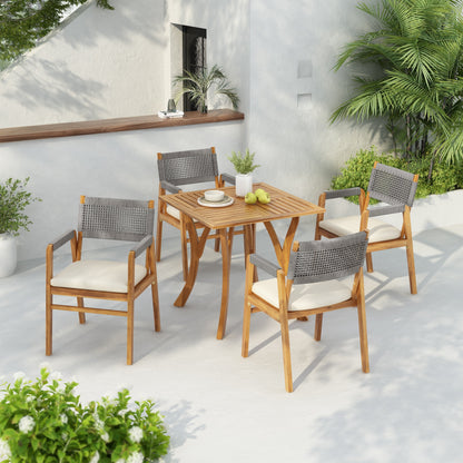 Ensemble de repas Captef pour extérieur, 5 pièces en bois d'acacia, par Christopher Knight Home
