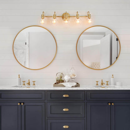 Applique murale de salle de bain à 3 lumières, style moderne, avec abat-jour en verre sphérique, couleur or.