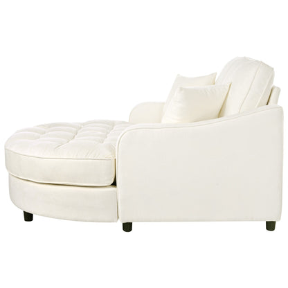 Canapé-lit chaise longue en chenille, canapé-lit recouvert de tissu avec dossier capitonné et 2 coussins amovibles pour le salon.
