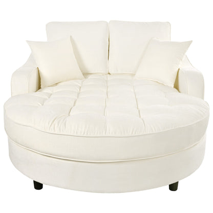 Canapé-lit chaise longue en chenille, canapé-lit recouvert de tissu avec dossier capitonné et 2 coussins amovibles pour le salon.