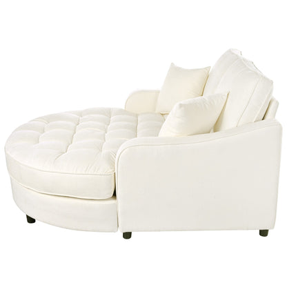 Canapé-lit chaise longue en chenille, canapé-lit recouvert de tissu avec dossier capitonné et 2 coussins amovibles pour le salon.