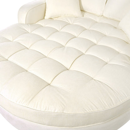 Canapé-lit chaise longue en chenille, canapé-lit recouvert de tissu avec dossier capitonné et 2 coussins amovibles pour le salon.