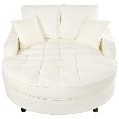Canapé-lit chaise longue en chenille, canapé-lit recouvert de tissu avec dossier capitonné et 2 coussins amovibles pour le salon.
