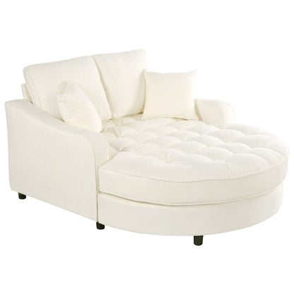 Canapé-lit chaise longue en chenille, canapé-lit recouvert de tissu avec dossier capitonné et 2 coussins amovibles pour le salon.