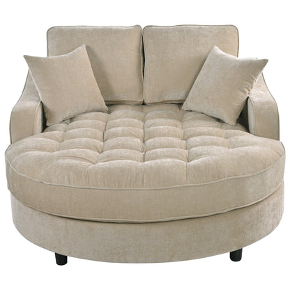 Canapé-lit chaise longue en chenille, canapé-lit recouvert de tissu avec dossier capitonné et 2 coussins amovibles pour le salon.