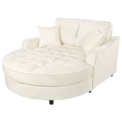 Canapé-lit chaise longue en chenille, canapé-lit recouvert de tissu avec dossier capitonné et 2 coussins amovibles pour le salon.