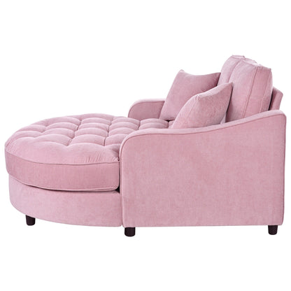 Canapé-lit chaise longue en chenille, canapé-lit recouvert de tissu avec dossier capitonné et 2 coussins amovibles pour le salon.