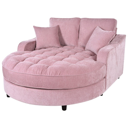 Canapé-lit chaise longue en chenille, canapé-lit recouvert de tissu avec dossier capitonné et 2 coussins amovibles pour le salon.