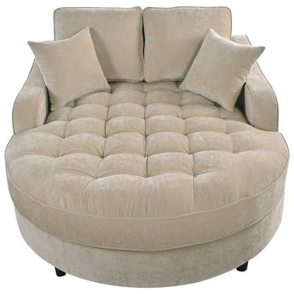 Canapé-lit chaise longue en chenille, canapé-lit recouvert de tissu avec dossier capitonné et 2 coussins amovibles pour le salon.