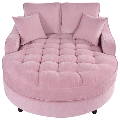 Canapé-lit chaise longue en chenille, canapé-lit recouvert de tissu avec dossier capitonné et 2 coussins amovibles pour le salon.