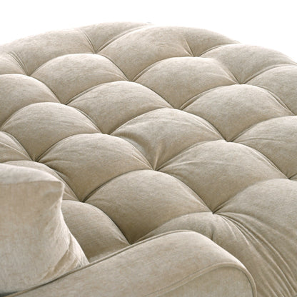 Canapé-lit chaise longue en chenille, canapé-lit recouvert de tissu avec dossier capitonné et 2 coussins amovibles pour le salon.