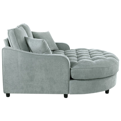 Canapé-lit chaise longue en chenille, canapé-lit recouvert de tissu avec dossier capitonné et 2 coussins amovibles pour le salon.