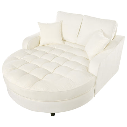 Canapé-lit chaise longue en chenille, canapé-lit recouvert de tissu avec dossier capitonné et 2 coussins amovibles pour le salon.