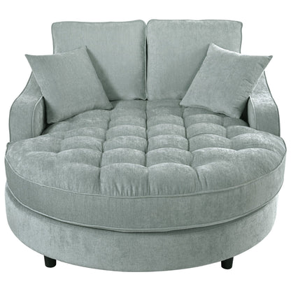 Canapé-lit chaise longue en chenille, canapé-lit recouvert de tissu avec dossier capitonné et 2 coussins amovibles pour le salon.