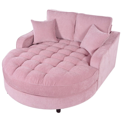 Canapé-lit chaise longue en chenille, canapé-lit recouvert de tissu avec dossier capitonné et 2 coussins amovibles pour le salon.