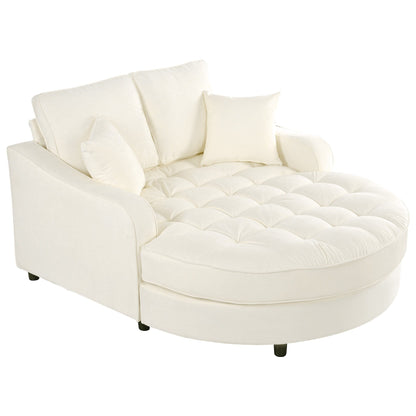 Canapé-lit chaise longue en chenille, canapé-lit recouvert de tissu avec dossier capitonné et 2 coussins amovibles pour le salon.