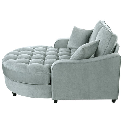 Canapé-lit chaise longue en chenille, canapé-lit recouvert de tissu avec dossier capitonné et 2 coussins amovibles pour le salon.