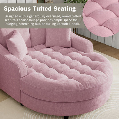 Canapé-lit chaise longue en chenille, canapé-lit recouvert de tissu avec dossier capitonné et 2 coussins amovibles pour le salon.