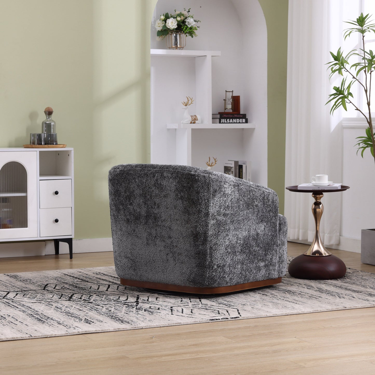 Fauteuil pivotant en chenille, canapé d'appoint confortable à 360 degrés pour salon, chambre à coucher et bureau avec coussin amovible.
