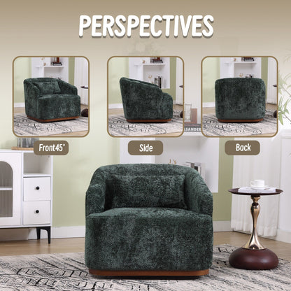 Fauteuil pivotant en chenille, canapé d'appoint confortable à 360 degrés pour salon, chambre à coucher et bureau avec coussin amovible.