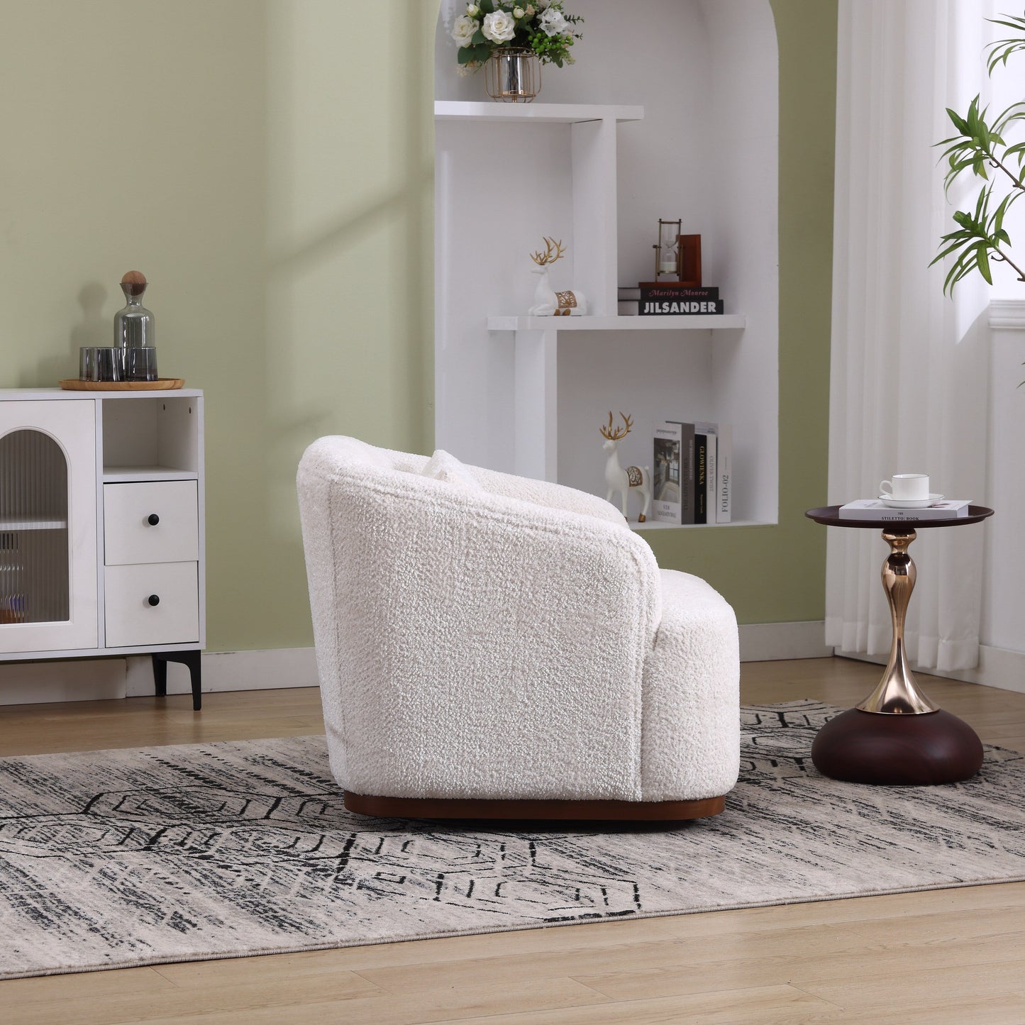 Fauteuil pivotant en chenille, canapé d'appoint confortable à 360 degrés pour salon, chambre à coucher et bureau avec coussin amovible.