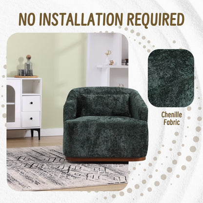 Fauteuil pivotant en chenille, canapé d'appoint confortable à 360 degrés pour salon, chambre à coucher et bureau avec coussin amovible.