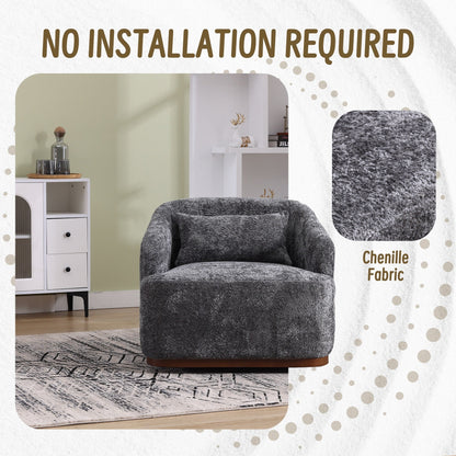 Fauteuil pivotant en chenille, canapé d'appoint confortable à 360 degrés pour salon, chambre à coucher et bureau avec coussin amovible.