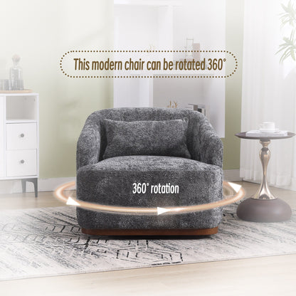 Fauteuil pivotant en chenille, canapé d'appoint confortable à 360 degrés pour salon, chambre à coucher et bureau avec coussin amovible.