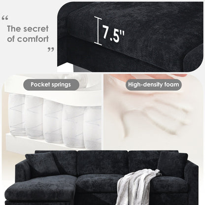 Canapé d'angle Cloud, ensemble de canapé de luxe en forme de L avec 2 coussins gratuits, mobilier d'intérieur en chenille 4 places avec chaise longue surdimensionnée