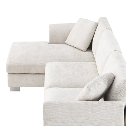 Canapé d'angle Cloud, ensemble de canapé de luxe en forme de L avec 2 coussins gratuits, mobilier d'intérieur en chenille 4 places avec chaise longue surdimensionnée
